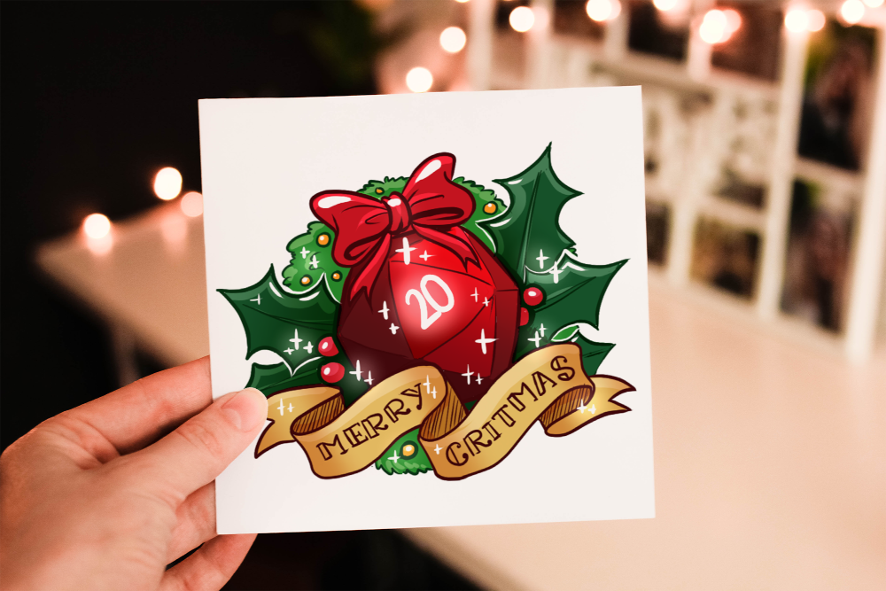 Dungeons and Dragons Merry Critmas Card, D&D Christmas Card